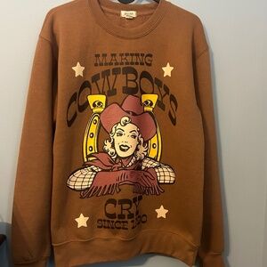 Medium ‘Making Cowboys Cry’ Brown Crewneck Sweatshirt